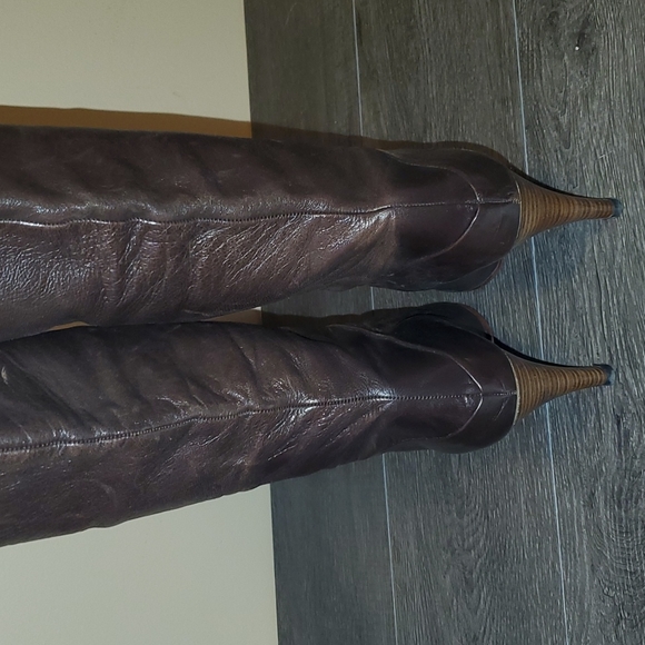Brown leather stacked heel boots size7.5 - Picture 4 of 6